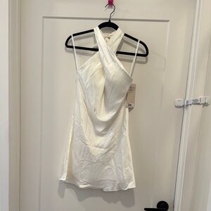 Cream Sleeveless Sheath Mini Dress for Cocktail